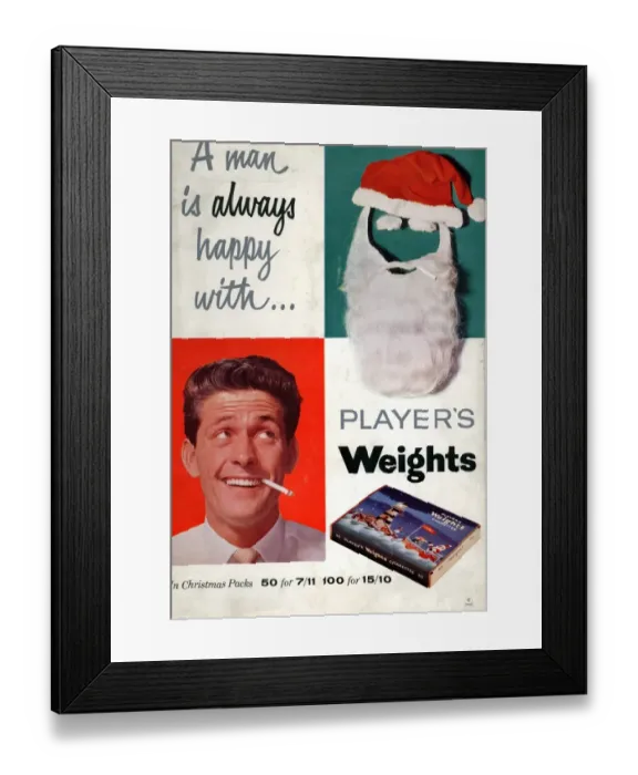 Framed Print : A man is always happy with, Players Weights, 1960 Framed Print : A man is always happy with, Players Weights, 1960