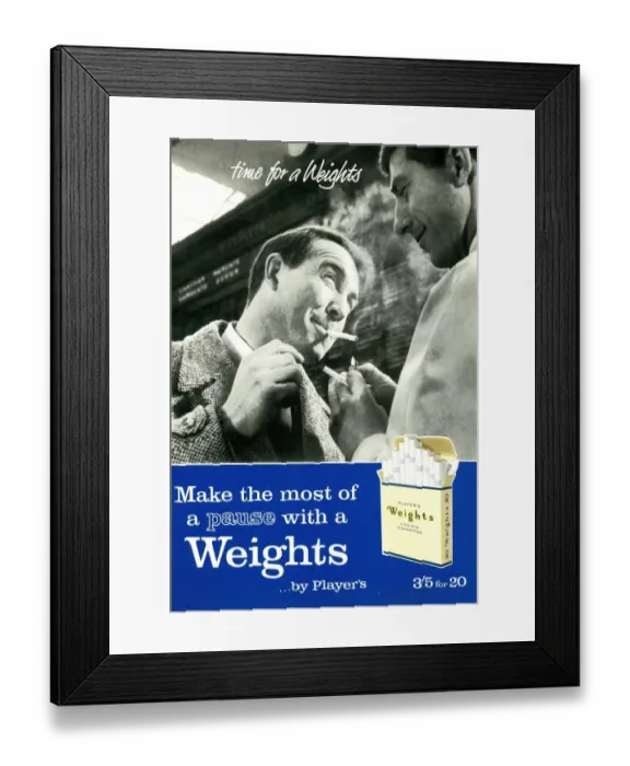 Framed Print : Weights, by Players, 1963 Framed Print : Weights, by Players, 1963