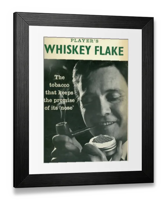 Framed Print : Players Whiskey Flake, The tobacco that keeps the promise of its nose, 1960=61 Framed Print : Players Whiskey Flake, The tobacco that keeps the promise of its nose, 1960=61