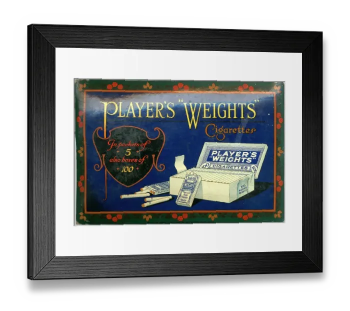 Framed Print : Players Weights Cigarettes: Flowered border, 1901=1939 Framed Print : Players Weights Cigarettes: Flowered border, 1901=1939