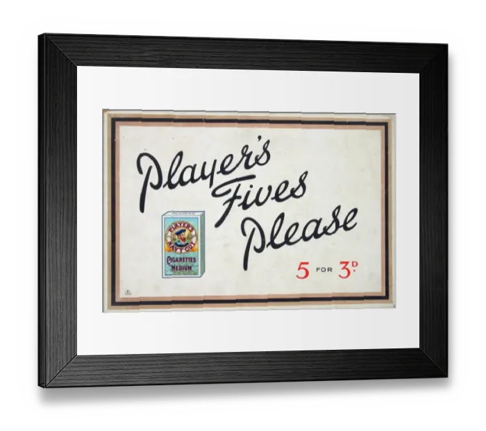Framed Print : Navy Cut Medium Fives Cigarettes, 1927=28
