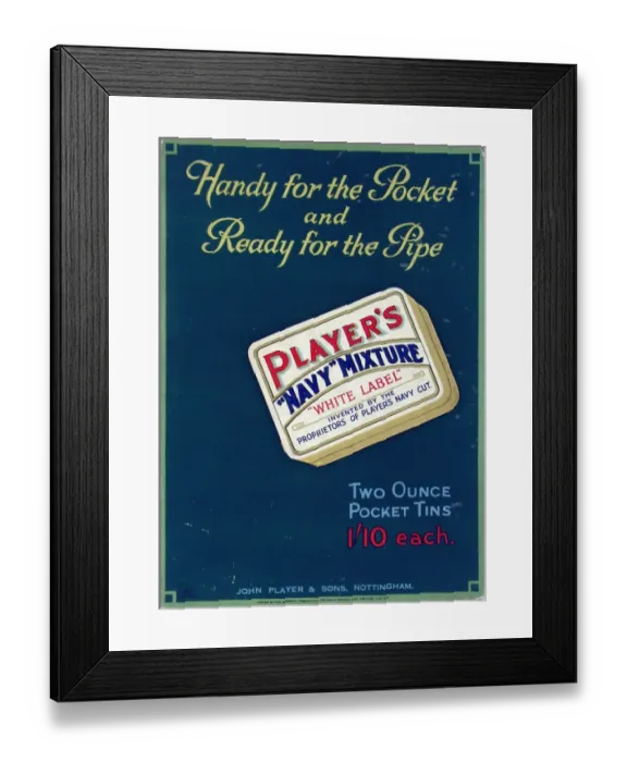 Framed Print : Navy Mixture White Label tobacco, 1927 Framed Print : Navy Mixture White Label tobacco, 1927