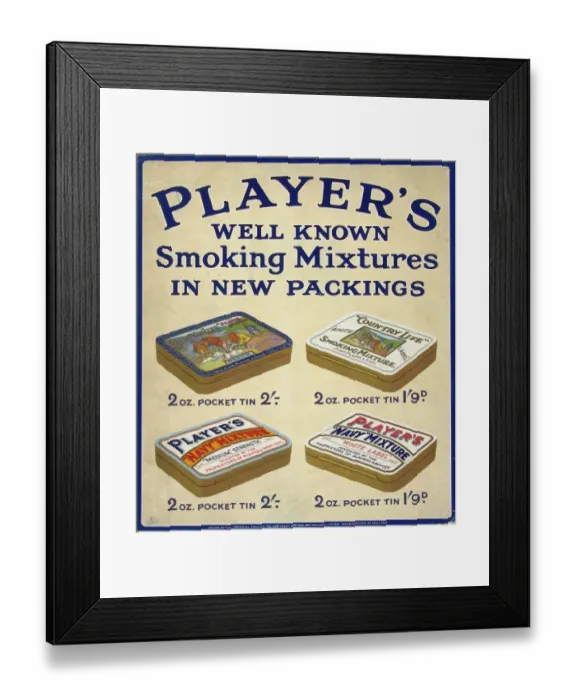Framed Print : Mixed tobacco brands, 1928