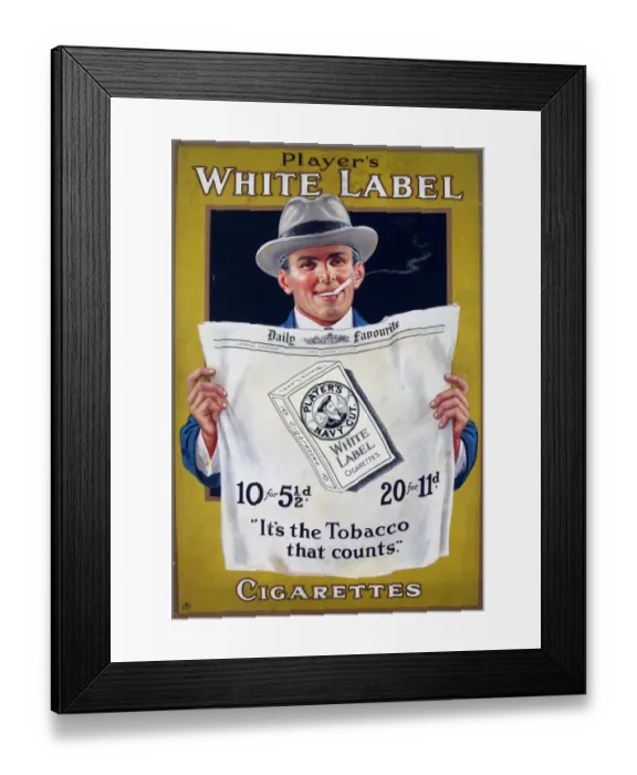Framed Print : Navy Cut White Label cigarettes, 1924=25