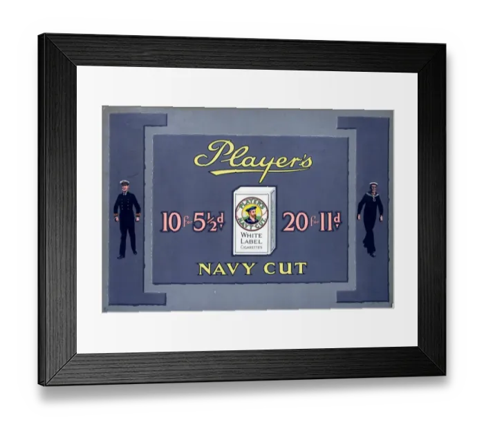 Framed Print : Navy Cut White Label cigarettes, 1926 Framed Print : Navy Cut White Label cigarettes, 1926