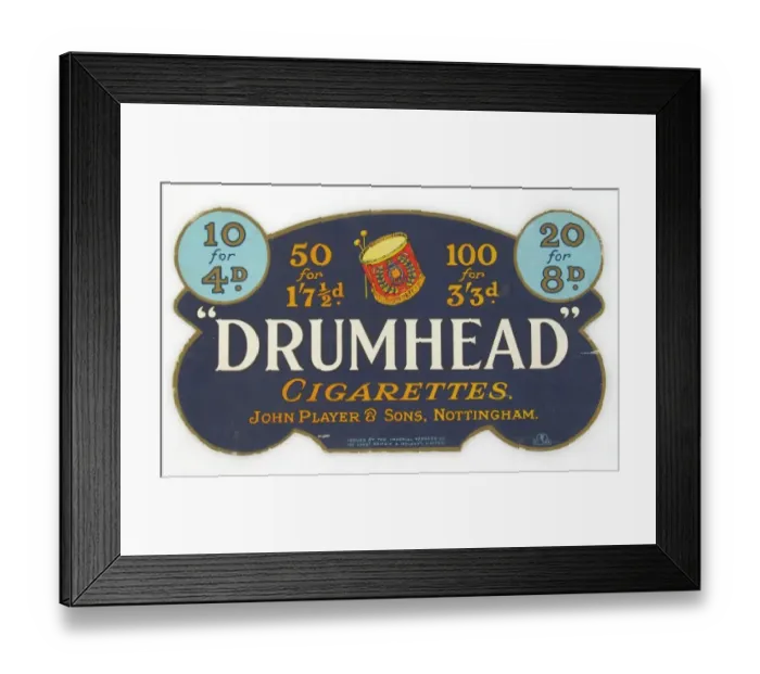 Framed Print : Drumhead Cigarettes, 1923 Framed Print : Drumhead Cigarettes, 1923