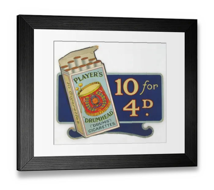 Framed Print : Drumhead Cigarettes, 1925=27 Framed Print : Drumhead Cigarettes, 1925=27