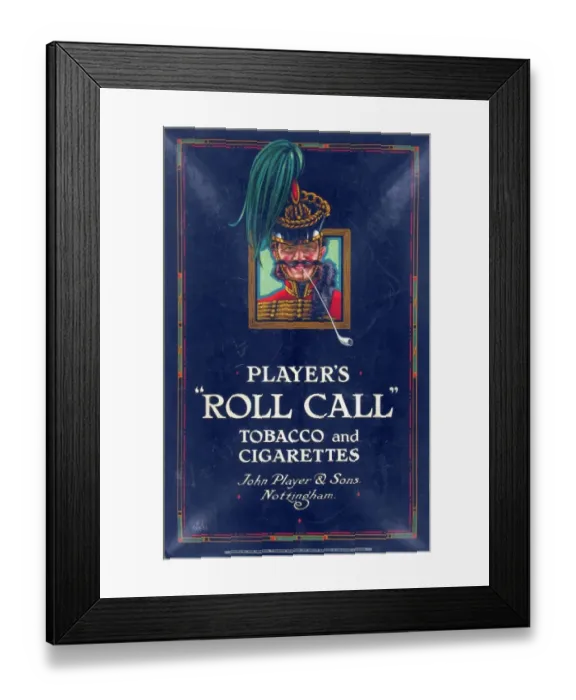 Framed Print : Roll Call Cigarettes and Tobacco, 1921 Framed Print : Roll Call Cigarettes and Tobacco, 1921