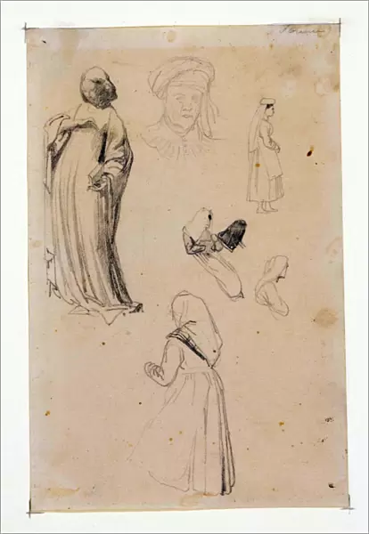 Six Figure Studies aka Six figure studies after Lorenzo Ghiberti, by Richard Parkes Bonington, [1826] after GHIBERTI