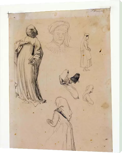 Six Figure Studies aka Six figure studies after Lorenzo Ghiberti, by Richard Parkes Bonington, [1826] after GHIBERTI