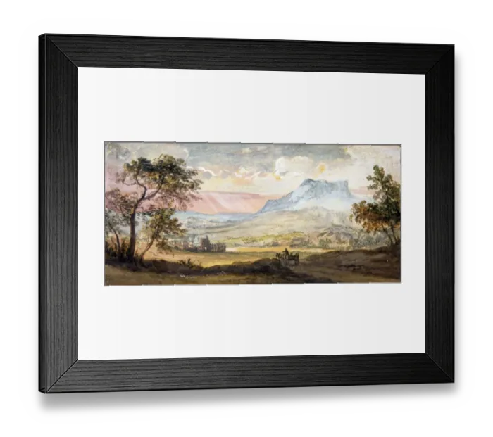 Framed Print : Mountain Sunset, by Paul Sandby Framed Print : Mountain Sunset, by Paul Sandby