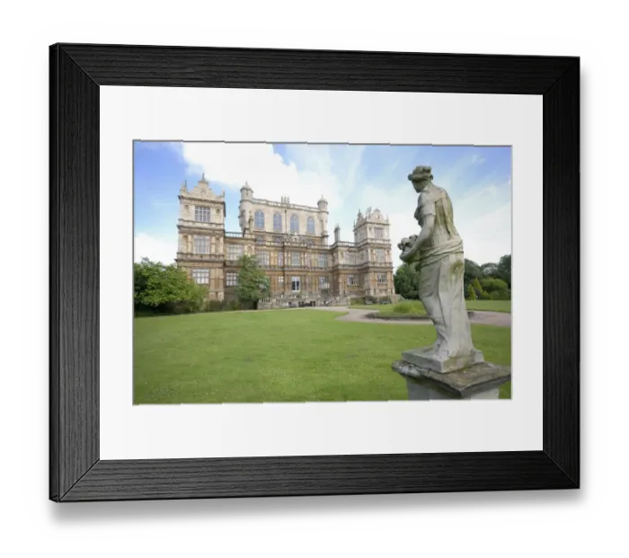 Framed Print : Wollaton Hall with statue Framed Print : Wollaton Hall with statue