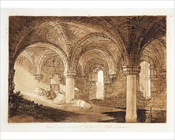 Crypt of Kirkstall Abbey from Liber Studiorum, drawn, by J. M. W. Turner