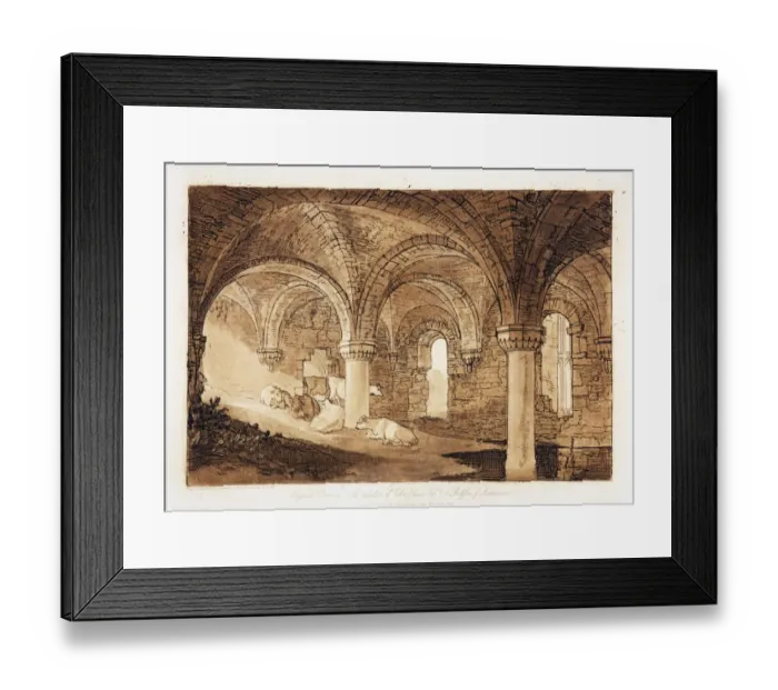 Framed Print : Crypt of Kirkstall Abbey from Liber Studiorum, drawn, by J. M. W. Turner Framed Print : Crypt of Kirkstall Abbey from Liber Studiorum, drawn, by J. M. W. Turner