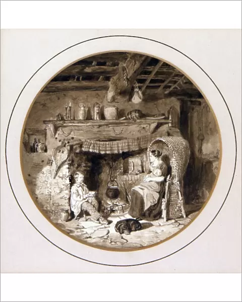 Interior, Figures At a Fireside, by A. Provis