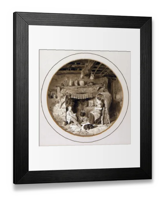 Framed Print : Interior, Figures At a Fireside, by A. Provis Framed Print : Interior, Figures At a Fireside, by A. Provis