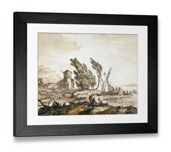 Framed Print : Landscape - River Scene, by J. F. Burney Framed Print : Landscape - River Scene, by J. F. Burney