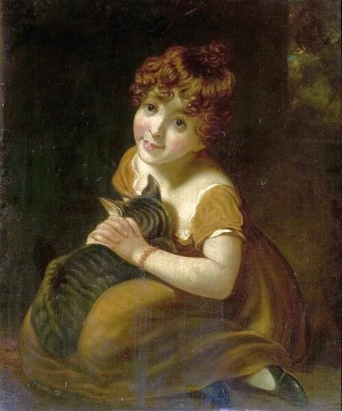 Girl with a Cat. Artist: Opie, John (attributed to) - Title