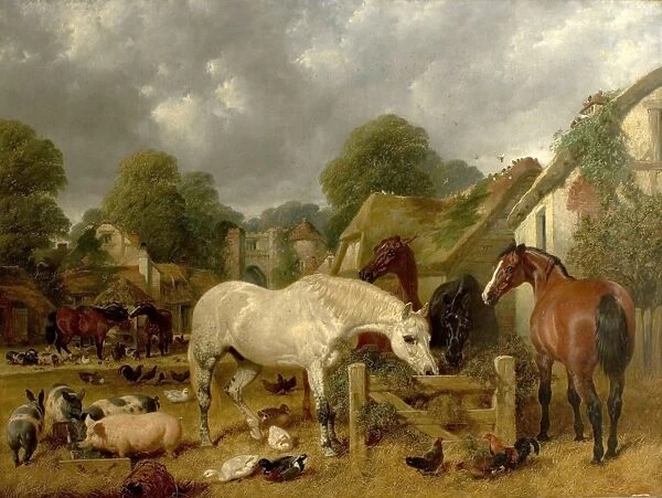 Horses in a Paddock. Herring, John Frederick I. Oil on Canvas 86.4 x 111.8