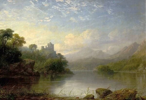 Lake Scene with Ruined Castle and Mountains