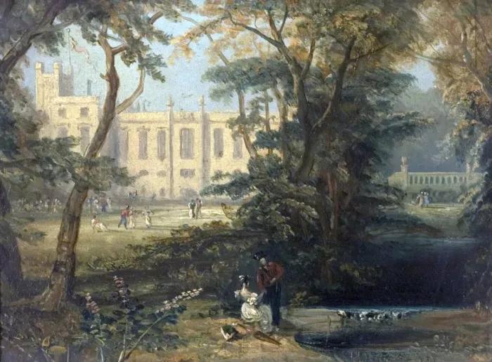 Framed Print : Newstead Abbey, Nottinghamshire, from the South - Unknown Artist Framed Print : Newstead Abbey, Nottinghamshire, from the South - Unknown Artist