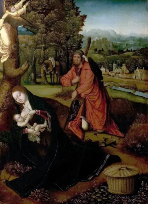 Framed Print : The Rest on the Flight into Egypt (Virgin, Child and St Joseph in a Landscape)