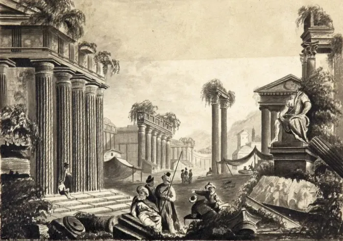 Framed Print : Ruins of Athens, by R. H. 9. 1841
