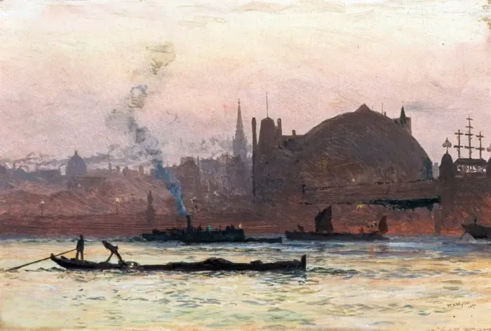 Framed Print : The Thames near Charing Cross, London - William Lionel Wyllie Framed Print : The Thames near Charing Cross, London - William Lionel Wyllie