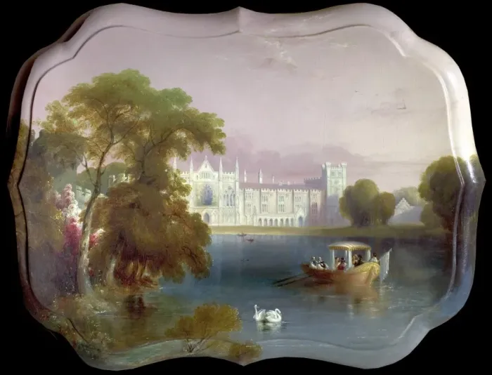 Framed Print : West View of Newstead Abbey, Nottinghamshire, Including a Boating Party on the Upper Lake Framed Print : West View of Newstead Abbey, Nottinghamshire, Including a Boating Party on the Upper Lake