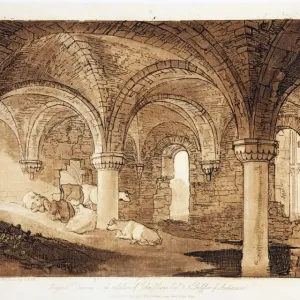Crypt of Kirkstall Abbey from Liber Studiorum, drawn, by J. M. W. Turner