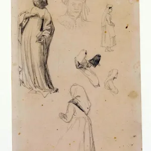 Six Figure Studies aka Six figure studies after Lorenzo Ghiberti, by Richard Parkes Bonington, [1826] after GHIBERTI