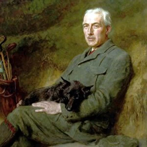Portrait of an Unidentified Gentleman with a Dog and Golf Clubs