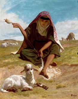 <b class=qtipBold><figcaption>The Distaff Worker</figcaption></b><br>Artist: Goodhall, Frederick - Title: The Distaff Worker - Date: 1878 - Original Medium and Size: Oil on Canvas 55.6 x 45.1 The Distaff Worker