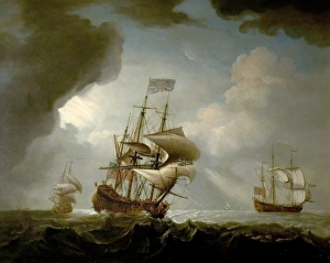 Three English Men-of-War Getting Underway in a Fresh Breeze (Sea Piece) Three English Men-of-War Getting Underway in a Fresh Breeze (Sea Piece)