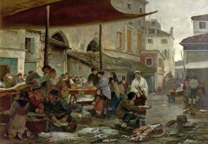 Town Prints: The Fish Market, Venice, Italy
