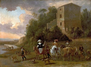 <b class=qtipBold><figcaption>Hawking Party</figcaption></b><br>Artist: Flemish School - Title: Hawking Party - Date: N/A - Original Medium and Size: Oil on Canvas 50.8 x 68.6 Hawking Party