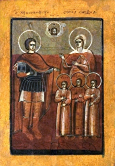 Unknown Artist Prints: Head of Christ with Figures of Saints