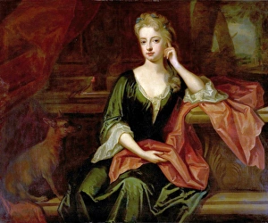 Woman Prints: Lady with a Dog and a Parrot - Godfrey Kneller (school of)