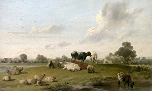 <b class=qtipBold><figcaption>Landscape with Cattle and Sheep</figcaption></b><br>Artist: Bristow, Edmund - Title: Landscape with Cattle and Sheep - Date: N/A - Original Medium and Size: Oil on Wood 16.5 x 27.9 Landscape with Cattle and Sheep