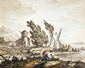 Landscape - River Scene, by J. F. Burney Landscape - River Scene, by J. F. Burney