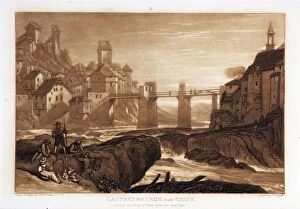 : Lauffenbourg on the Rhine from Liber Studiorum, drawn and etched by J. M. W. Turner; engraved by T
