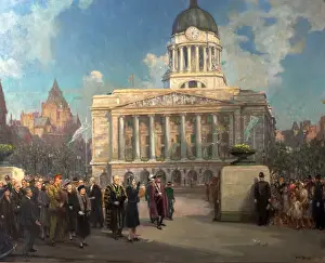 Lord Mayor and Lady Mayoress Receiving Princess Elizabeth in the Council House Square, 2 April 1946- Athur Spooner