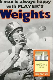 Images Dated 19th December 2011: A man is always happy with Players Weights: Parachutist, 1961