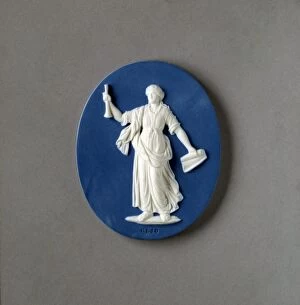 : medallion Clio, made by Wedgwood and Bentley * Josiah Wedgwood (and Sons) Ltd. 1777-1780