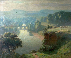 <b class=qtipBold><figcaption>Morning, Teme Dale</figcaption></b><br>Artist: Hartley, Alfred - Title: Morning, Teme Dale - Date: 1908 - Original Medium and Size: Oil on Canvas 121.9 x 152.4 Morning, Teme Dale