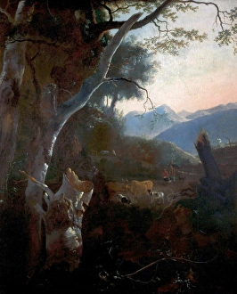 Figures Prints: Mountainous Landscape with Peasants, Cows and Goats