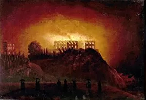 Nottingham Castle Collection: Nottingham Castle on Fire, 10 October 1831