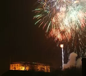 Nottingham Castle Collection: Nottingham Castle, fireworks