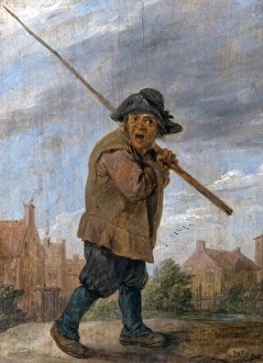 Walking Prints: A Peasant Carrying a Pole
