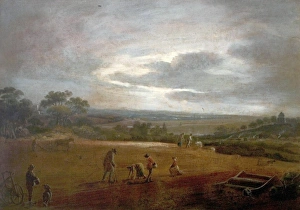 <b class=qtipBold><figcaption>Ploughing and Dibbing Beans</figcaption></b><br>Artist: British (English) School - Title: Ploughing and Dibbing Beans - Date: N/A - Original Medium and Size: Oil on Canvas 43.2 x 61 Ploughing and Dibbing Beans